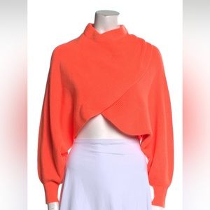 NWT ALICE + OLIVIA Mora Twist Cropped Long Sleeve Pullover! SIZE S!